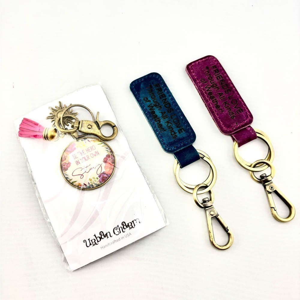 Best Friends Inspirational Keychain Gift Bundle - Lot of 3 (Urban Charm)